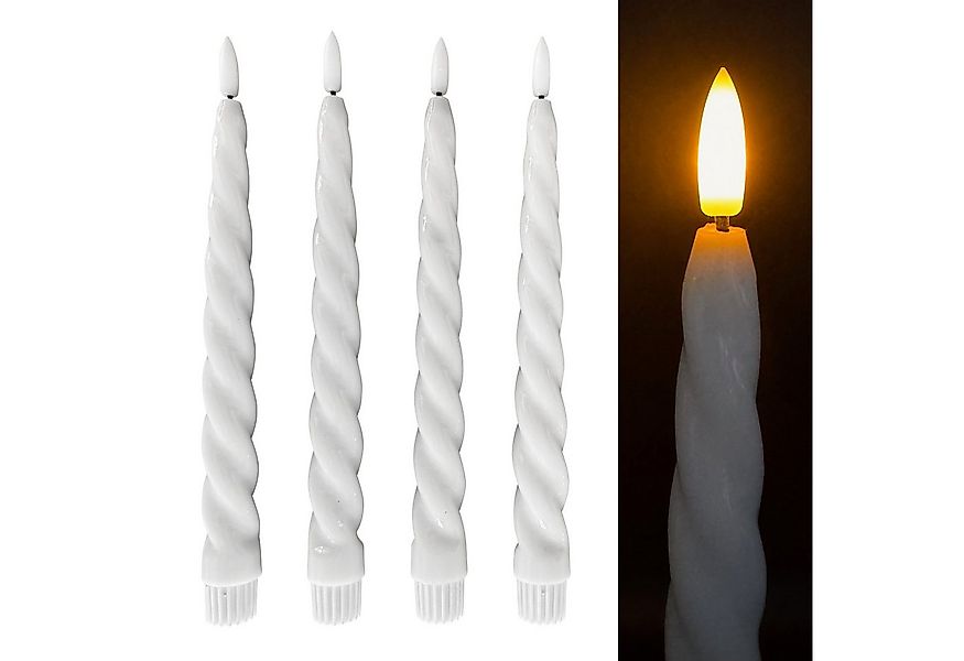 Online-Fuchs LED-Kerze 4 Stabkerzen gedreht aus Echtwachs mit 6-Stunden Tim günstig online kaufen