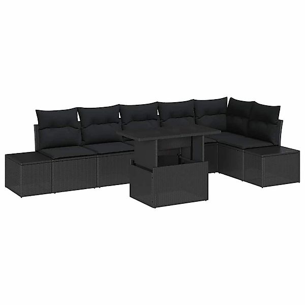 vidaXL Garten-Sofa-Set mit Speicher 7-Tlg Schwarz Poly Rattan 3357936 günstig online kaufen