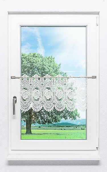 Plauener Spitze® Scheibengardine Blumenspitze (1 St), transparent, HxB 32x4 günstig online kaufen