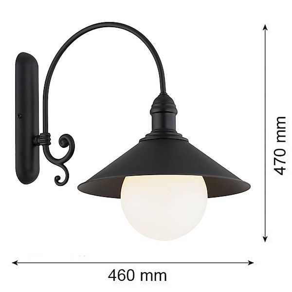 Außenwandleuchte Enduro, schwarz, Stahl, Glas, IP44, E27 günstig online kaufen