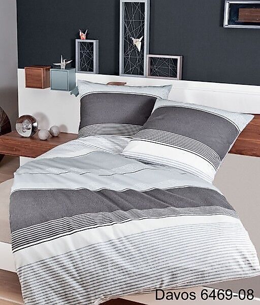 Janine Janine Feinbiber Bettwäsche DAVOS 6469 silber Größe:  155x220 cm + 8 günstig online kaufen