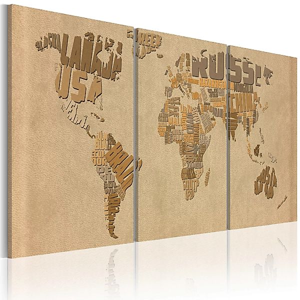Wandbild - Weltkarte in Beige und Braun günstig online kaufen