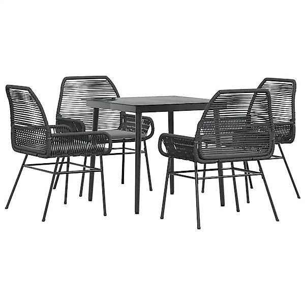 vidaXL 5-Tlg Garten-Essgruppe mit Kissen Schwarz Poly Rattan Glas 3334465 günstig online kaufen