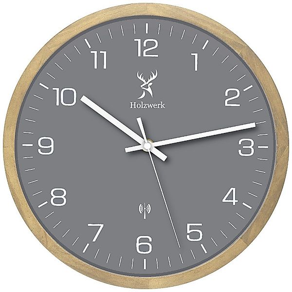 Holzwerk Funkwanduhr Designer Holz Funk Wand günstig online kaufen