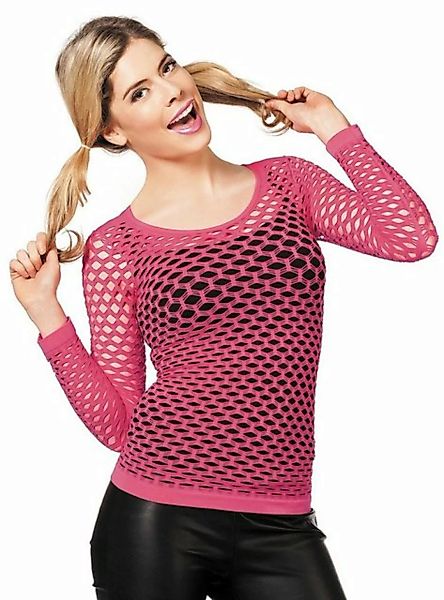 Metamorph T-Shirt Netzshirt pink Breitmaschiges Netzshirt mit langen Ärmeln günstig online kaufen