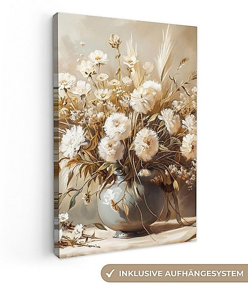 OneMillionCanvasses® Leinwandbild Blumen - Vase - Stilleben - Beige, Fotodr günstig online kaufen