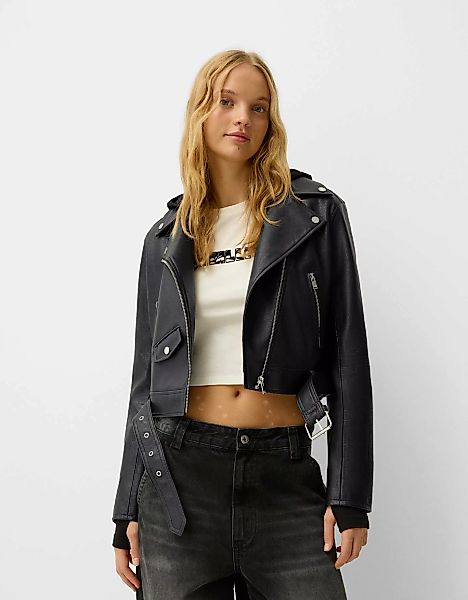 Bershka Jacke Damen M Schwarz günstig online kaufen