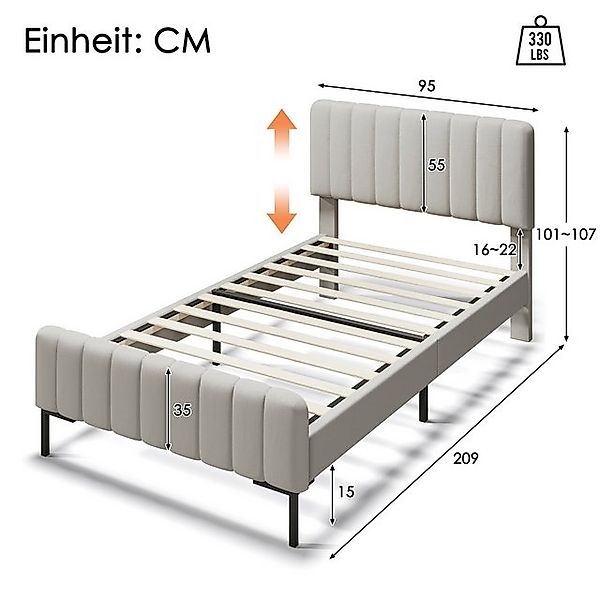 HAUSS SPOLE Polsterbett Einzelbett Holzbett Polsterbett Bettrahmen (90x200c günstig online kaufen
