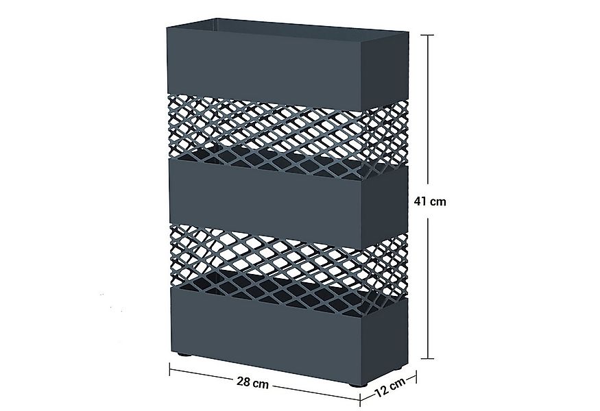 SONGMICS Schirmständer, aus Metall, rechteckig, Wasserauffangschale, Gitter günstig online kaufen