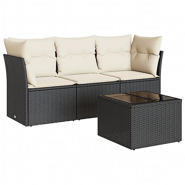 vidaXL 4-Tlg Garten-Sofagarnitur mit Kissen Hellgrau Poly Rattan 3249061 günstig online kaufen