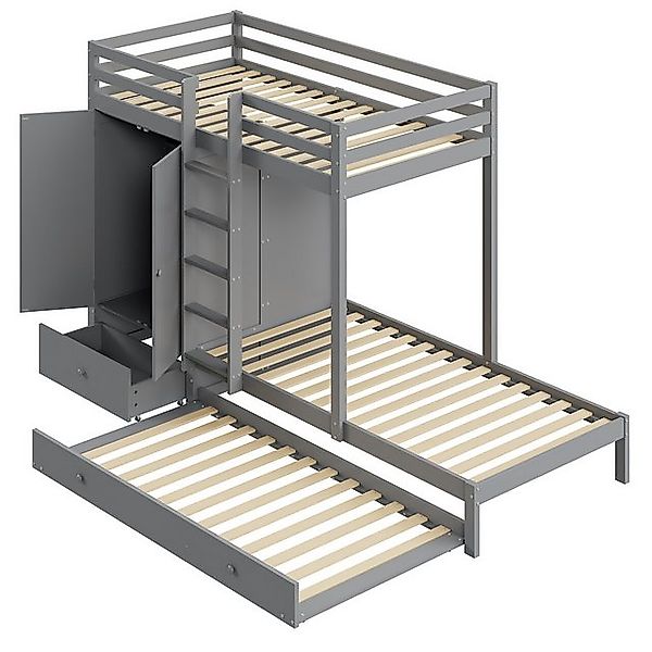 STILVORA Etagenbett 90×200 Kinderbett mit Matratze,Bettgestell mit Schrank günstig online kaufen