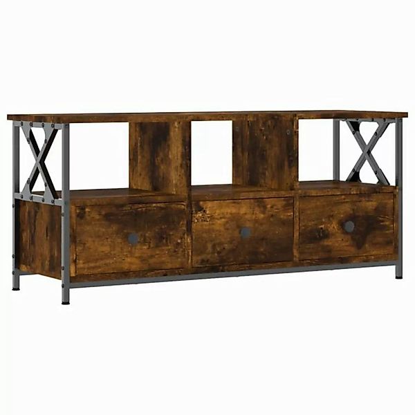 furnicato TV-Schrank Räuchereiche 102x33x45 cm Holzwerkstoff & Eisen (1-St) günstig online kaufen