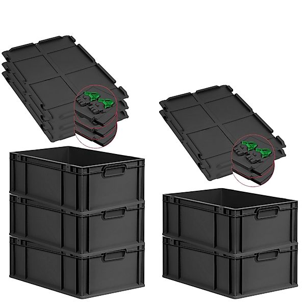 PROREGAL SuperSparSet 5x Eurobox Nextgen Grip Mit Scharnierdeckel Und Grüne günstig online kaufen