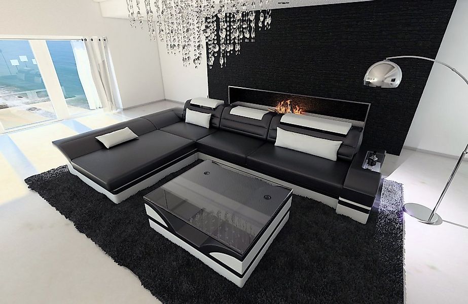 Sofa Dreams Ecksofa Couch Leder Sofa Monza L Form Ledersofa, Couch, mit LED günstig online kaufen