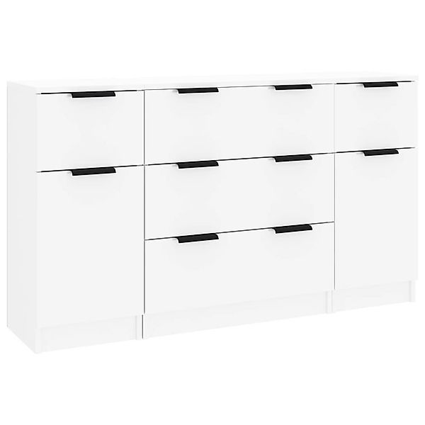 vidaXL Sideboard 3-tlg. Sideboard-Set Hochglanz-Weiß Holzwerkstoff günstig online kaufen