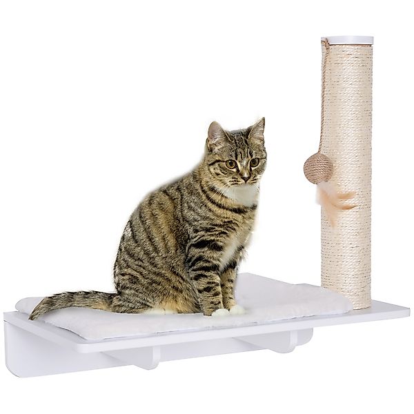 PawHut Katzenliege Kratzbaum mit Spielball Plüschauflage 53cm Unterhaltsame günstig online kaufen