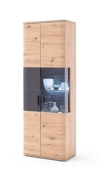 MCA furniture Vitrine Vitrine Cortona, Balkeneiche / anthrazit, LED Beleuch günstig online kaufen