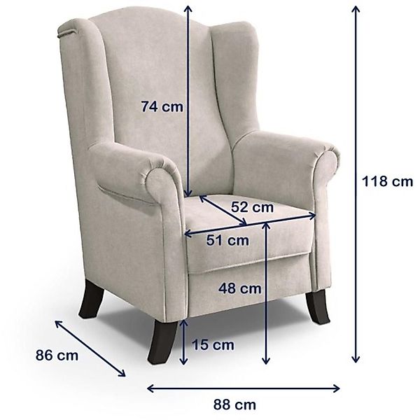 Beautysofa Ohrensessel Sessel Wohnzimmersessel Fernsehsessel LEONARDO günstig online kaufen
