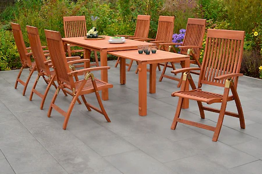 MERXX Garten-Essgruppe »Comodoro« Set, 9 Stk. tlg. 8 Klappsessel, 5-fach ve günstig online kaufen