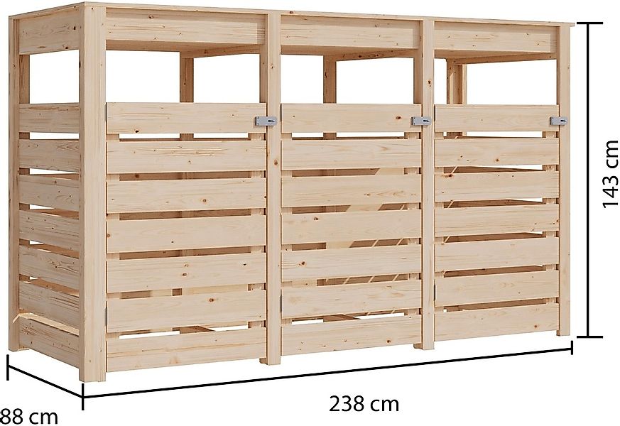 Karibu Mülltonnenbox "Mülltonnenunterstand 3 mit Hochbeet", naturbelassen o günstig online kaufen