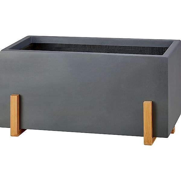 Pflanzkasten Faserton Granit mit Holzgestell 60 cm x 28 cm x 28 cm günstig online kaufen