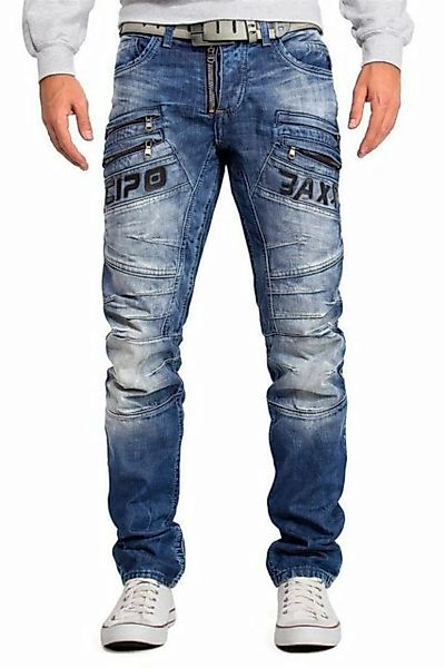 Cipo & Baxx Regular-fit-Jeans Hose BA-CD491 mit diversen Zippern und Schrif günstig online kaufen