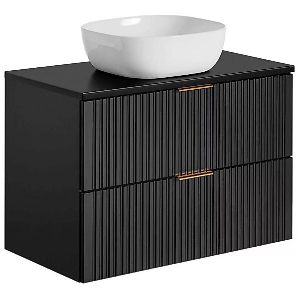 Waschtisch-Unterschrank 80cm mit Keramik Waschbecken ADELAIDE-56-BLACK in m günstig online kaufen