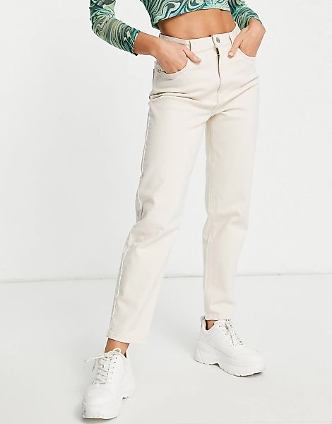 NA-KD x Viktoria & Charline – Jeans mit weitem Bein in gebrochenem Weiß günstig online kaufen