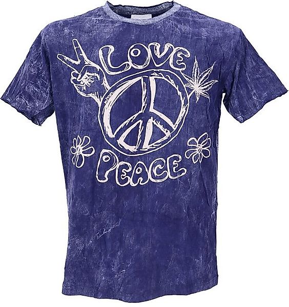 Guru-Shop T-Shirt Mirror Herren T-Shirt, Yoga Shirt - Peace/blau Goa Style, günstig online kaufen