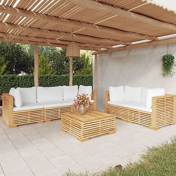 Vidaxl 6-tlg. Garten-lounge-set Mit Kissen Massivholz Teak günstig online kaufen
