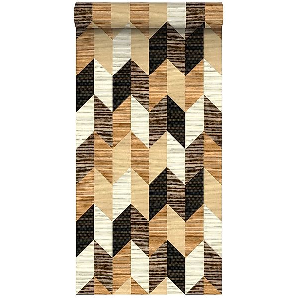 ESTAhome XXL Vliestapete Grafisches Muster Schwarz Braun Und Beige 50 X 900 günstig online kaufen