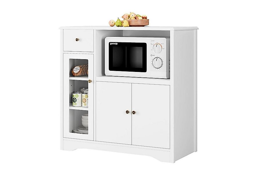 HOMECHO Buffet Küchenschrank weiß Mikrowellenregal mit Schubladen Ablagen günstig online kaufen
