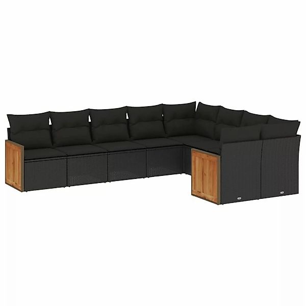 vidaXL 9-Tlg Garten-Sofagarnitur mit Kissen Schwarz Poly Rattan 3227980 günstig online kaufen