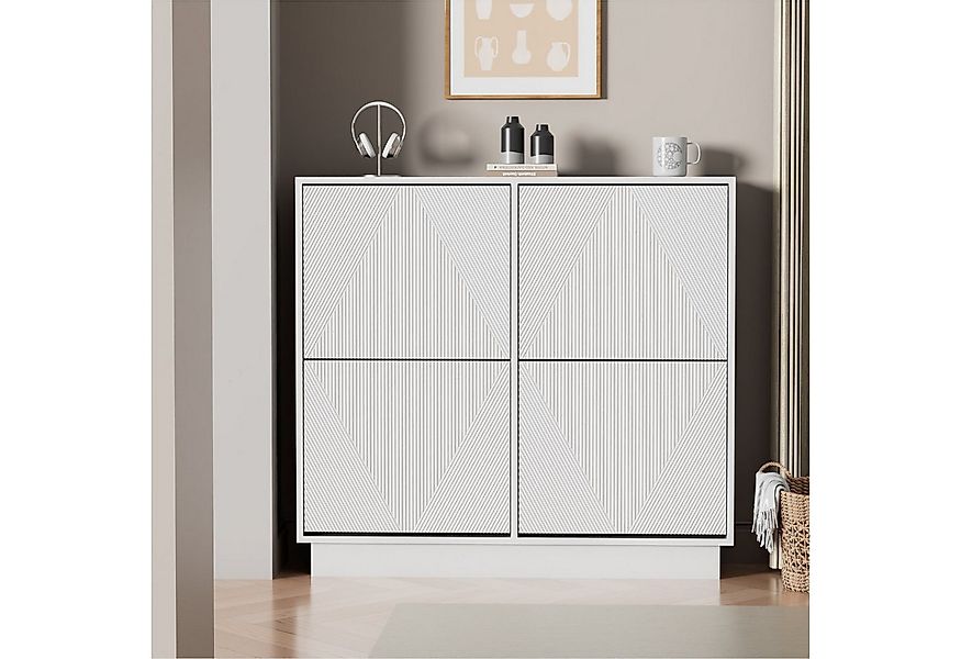 UEV Schuhschrank mit 4 Klappen Schuhregal Schuhkommode schmal (Schuhkommode günstig online kaufen