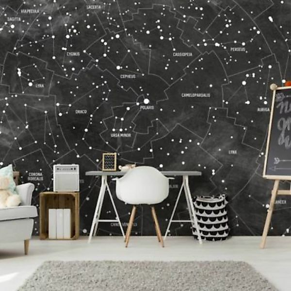 Bilderwelten Mustertapete Sternbild Karte Tafeloptik schwarz/weiß Gr. 432 x günstig online kaufen