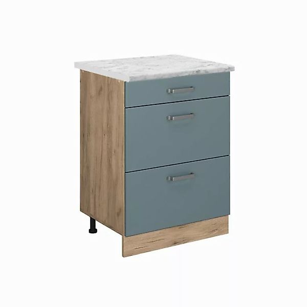 Vicco Unterschrank R-Line, Blau-Grau/Goldkraft Eiche, 60 cm AP Marmor günstig online kaufen