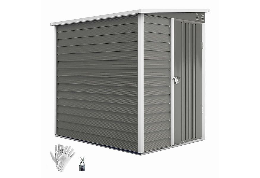 Outsunny Gerätehaus mit Fundament, Pultdach, Fenster, abschließbar Tür, Han günstig online kaufen