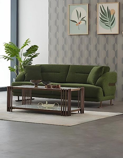 JVmoebel Sofa Polstersofa Dreisitzer Sofa 3 Sitzer Stoffsofa Couch Grün Lux günstig online kaufen