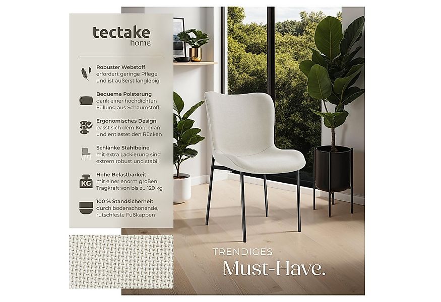 tectake Esszimmerstuhl Polsterstuhl Tessa (Set, 4 St), Bequeme Polsterung m günstig online kaufen