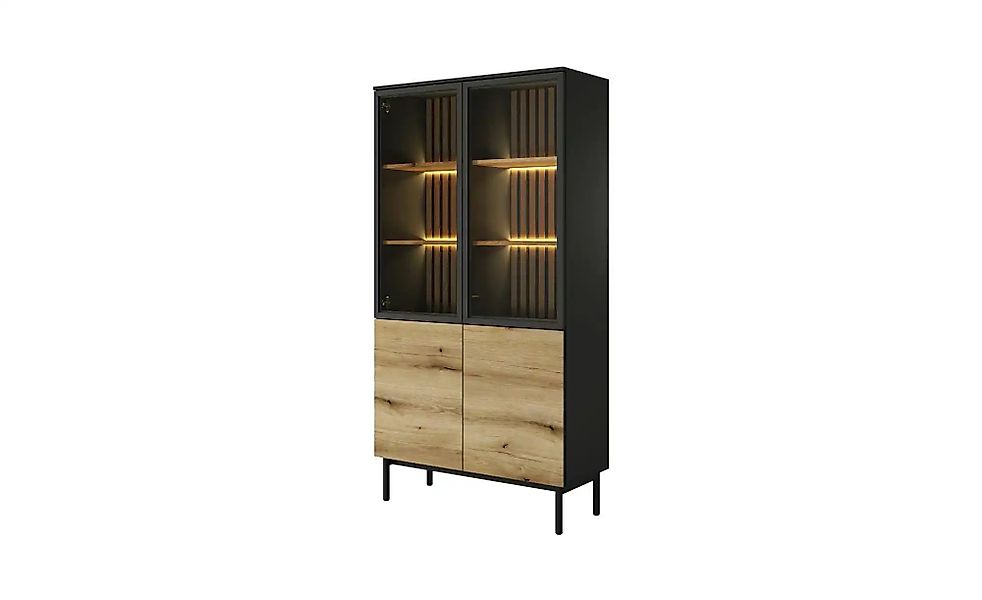 Vitrine   ¦ schwarz ¦ Maße (cm): B: 100 H: 188 Schränke > Vitrinen - Höffne günstig online kaufen