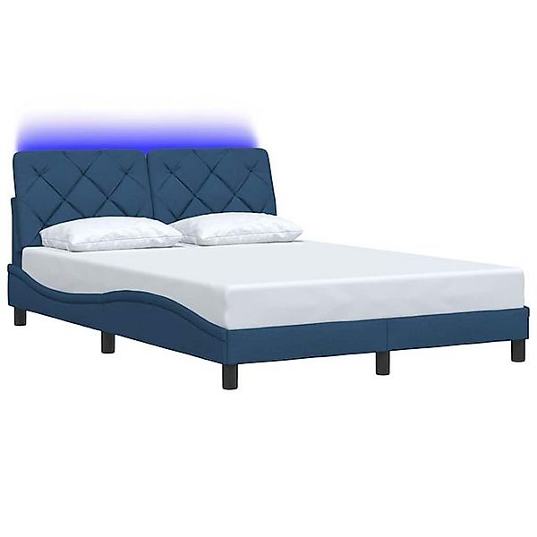 vidaXL Bett Bettgestell mit LED ohne Matratze Blau 140x190 cm Stoff günstig online kaufen