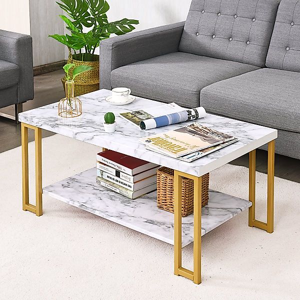 COSTWAY Couchtisch Beistelltisch, Marmor Optik, mit günstig online kaufen