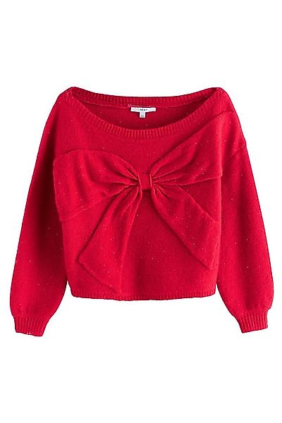 Next Strickpullover Schulterfreier Pullover mit Schleife + Pailletten (1-tl günstig online kaufen