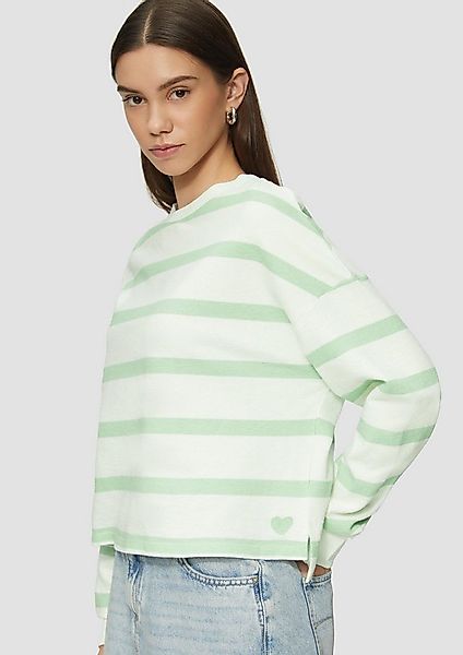 QS Sweatshirt Sweatshirt Sweatshirt mit Streifen und überschnittener Schult günstig online kaufen