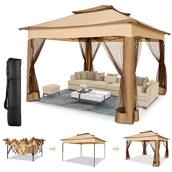 LUCKZON Pavillon 3*3/3.6*3.6 m Faltbar Gartenzelt günstig online kaufen
