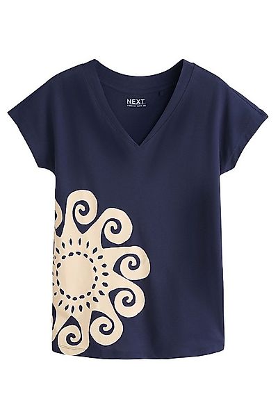 Next T-Shirt T-Shirt mit V-Ausschnitt und angesetzten Ärmeln (1-tlg) günstig online kaufen