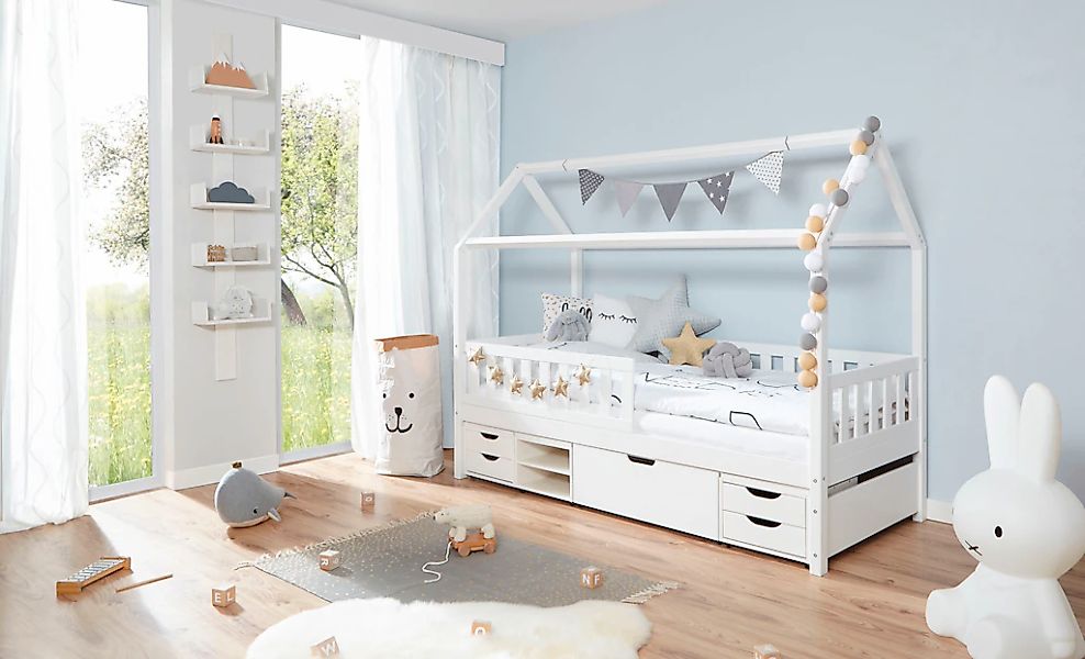 Ticaa Hausbett "Traumhaus", Hausbett, inkl. Schubkasten, Rollrost und Matra günstig online kaufen