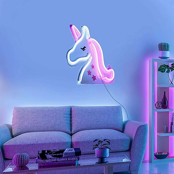 LED-Wandleuchte Neon Unicorn, USB günstig online kaufen