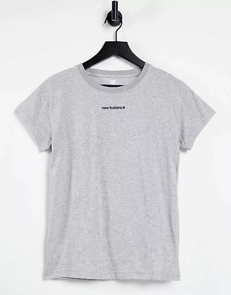 New Balance – Relentless – T-Shirt in Grau mit Rundhalsausschnitt und Logo günstig online kaufen