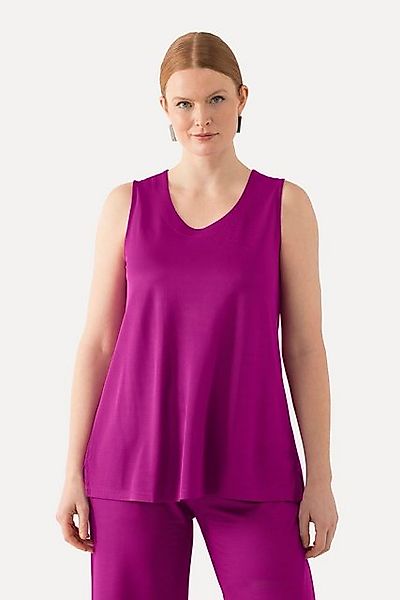 Ulla Popken Longtop Slinkytop Piqué A-Linie Rundhals ärmellos günstig online kaufen